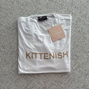 Kittenish White Tee with Gold Logo